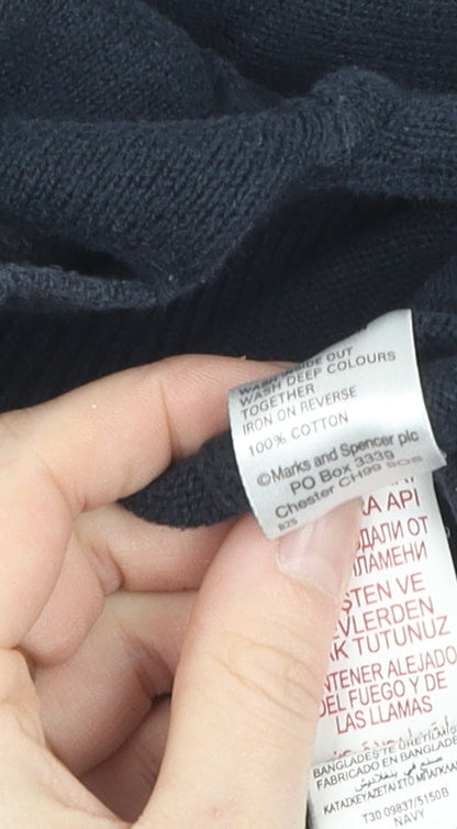 Marks and Spencer Men's Blue V-Neck Pullover Jumper M