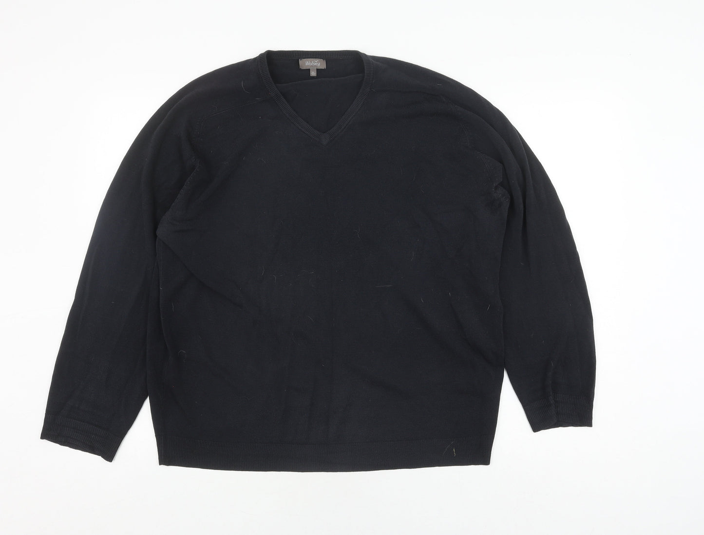 Wolsey Men's Black XL V-Neck Wool Pullover Jumper