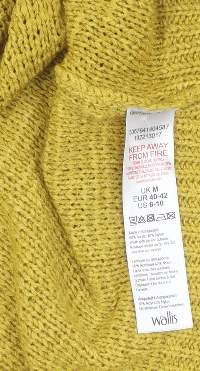 Womens UK Size M Wallis Yellow Cardigan Jumper