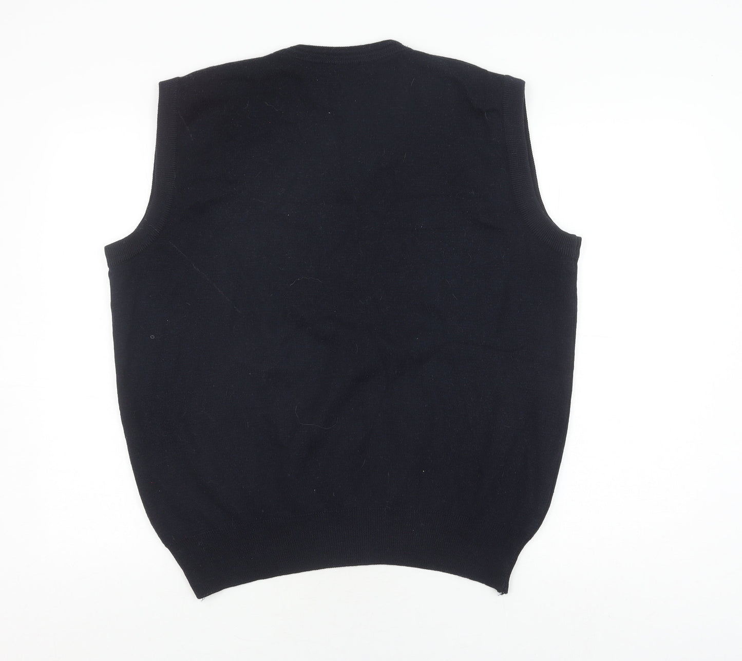 Gabicci Men's Black Wool Acrylic V-Neck Vest Jumper