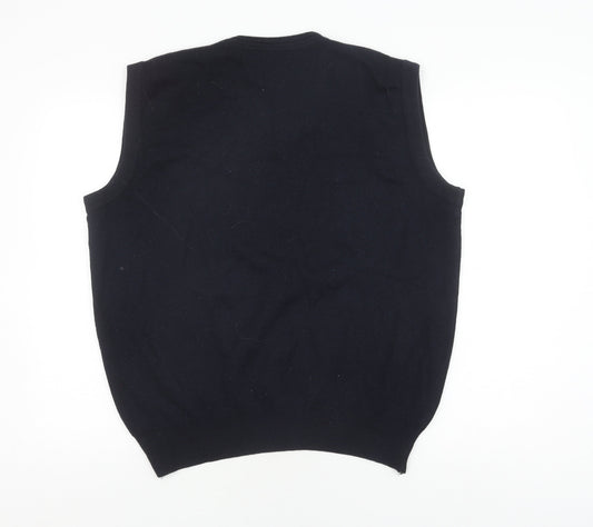 Gabicci Men's Black Wool Acrylic V-Neck Vest Jumper