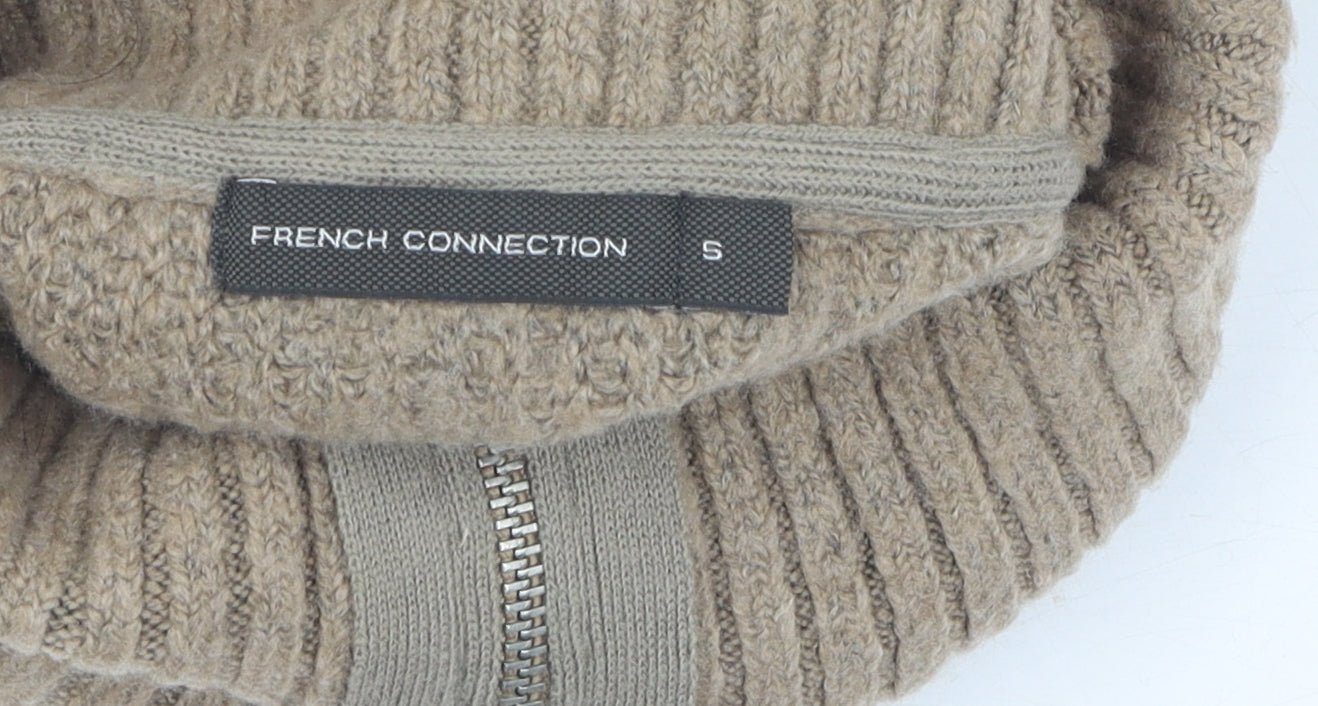 Womens UK Size S French Connection Beige Full Zip Jumper