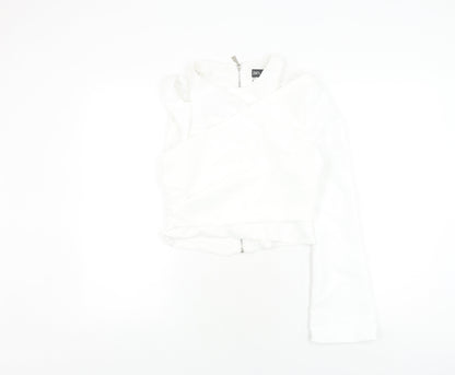 Womens UK Size 12 Zara White Cropped T-Shirt