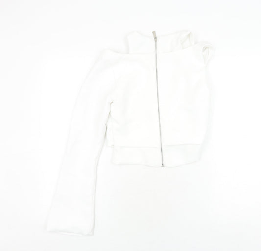 Womens UK Size 12 Zara White Cropped T-Shirt