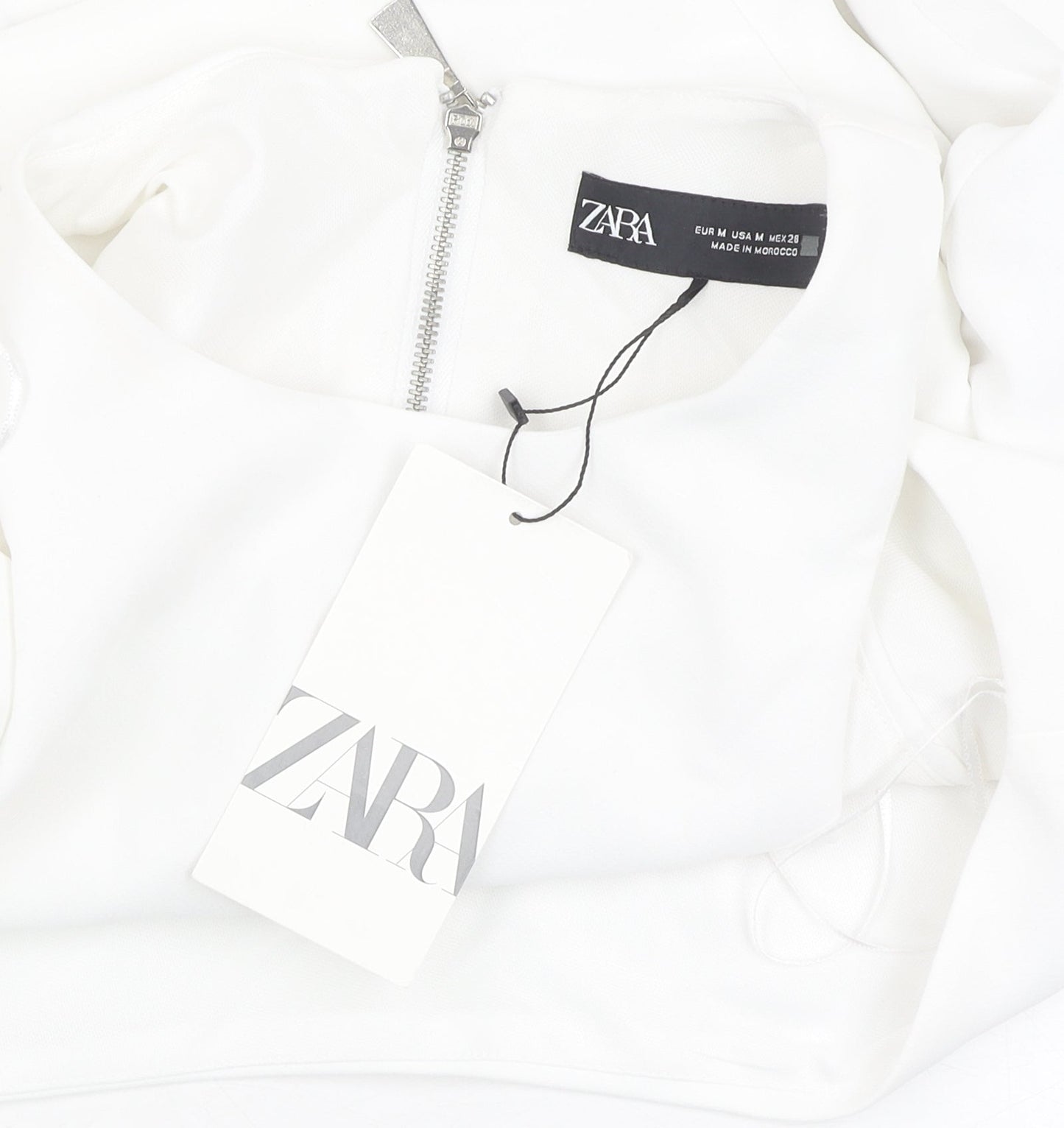 Womens UK Size 12 Zara White Cropped T-Shirt