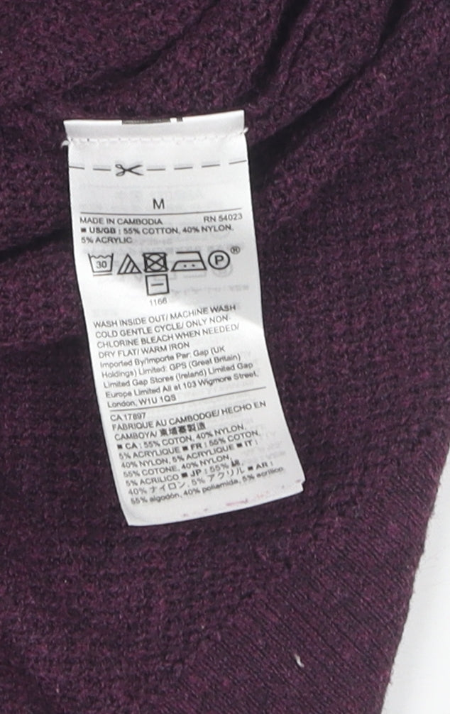 GAP Men's Purple V-Neck Pullover Jumper M