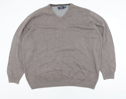 Maine New England Men's Grey V-Neck Wool Pullover 2XL