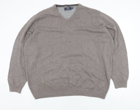 Maine New England Men's Grey V-Neck Wool Pullover 2XL