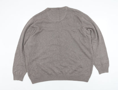 Maine New England Men's Grey V-Neck Wool Pullover 2XL