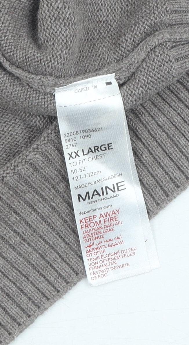 Maine New England Men's Grey V-Neck Wool Pullover 2XL