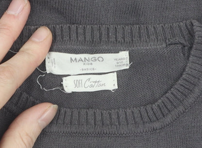 Mango Girls Grey Star Pullover Jumper, Size 9-10 Years