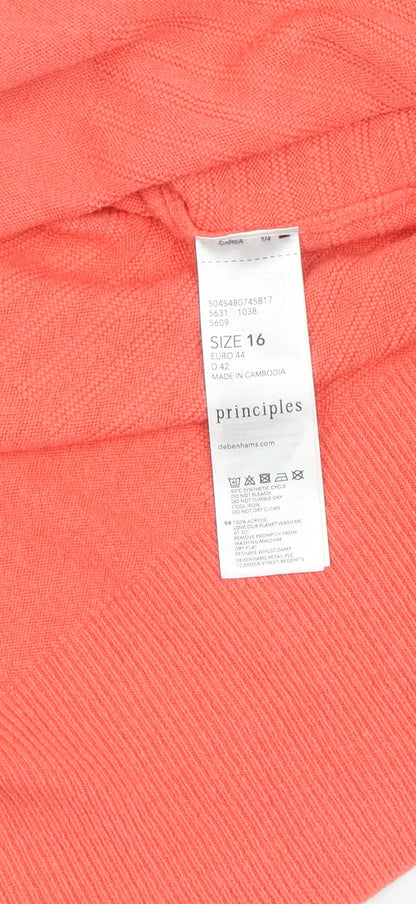 Womens UK Size 16 Principles Orange Pullover Jumper