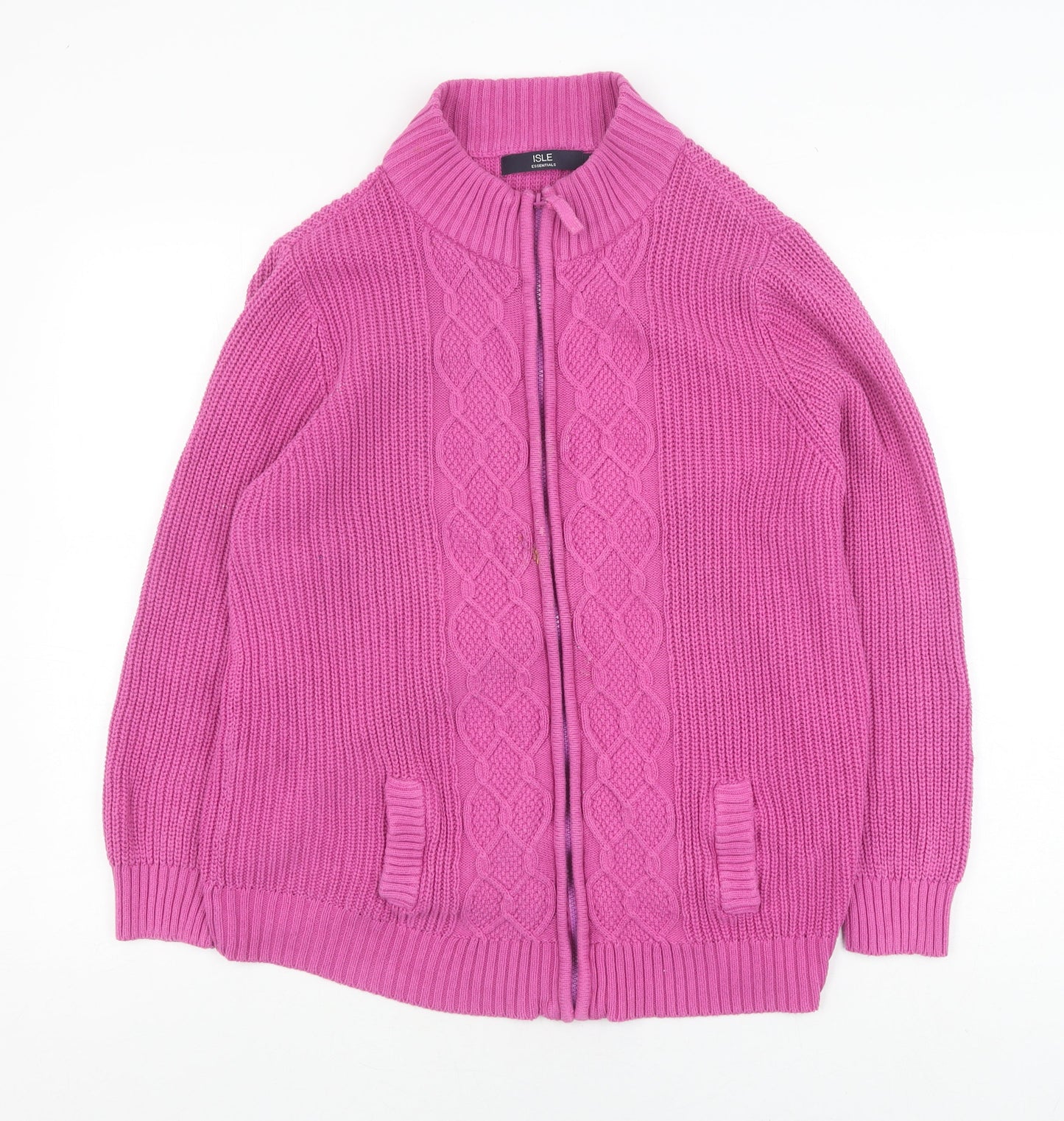Womens UK Size XL ISLE Pink Full Zip Jumper