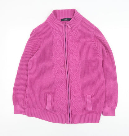 Womens UK Size XL ISLE Pink Full Zip Jumper