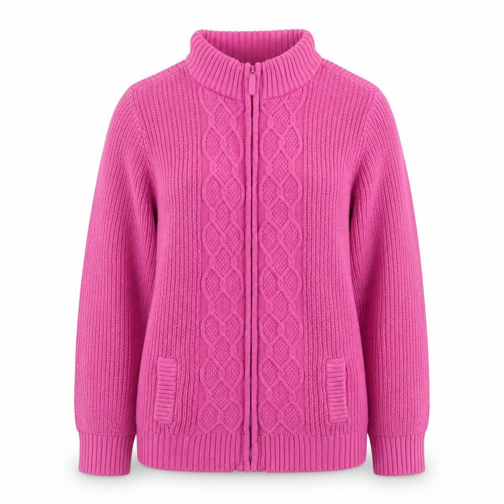 Womens UK Size XL ISLE Pink Full Zip Jumper