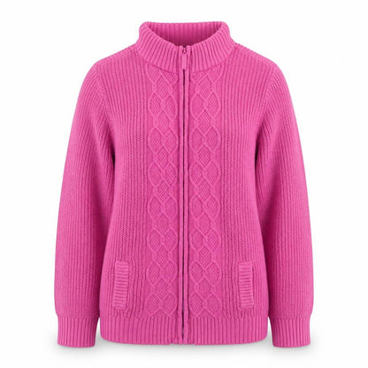 Womens UK Size XL ISLE Pink Full Zip Jumper