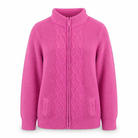 Womens UK Size XL ISLE Pink Full Zip Jumper