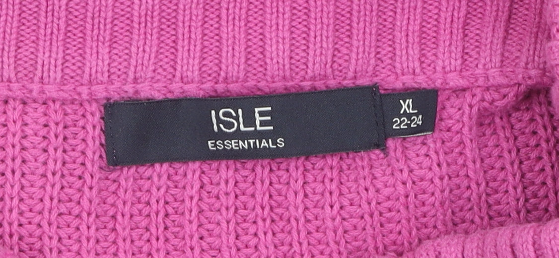 Womens UK Size XL ISLE Pink Full Zip Jumper