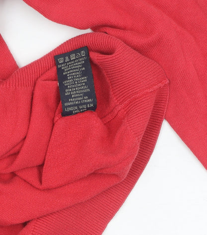 Paul Costelloe Men's Red V-Neck Cotton Pullover, XL