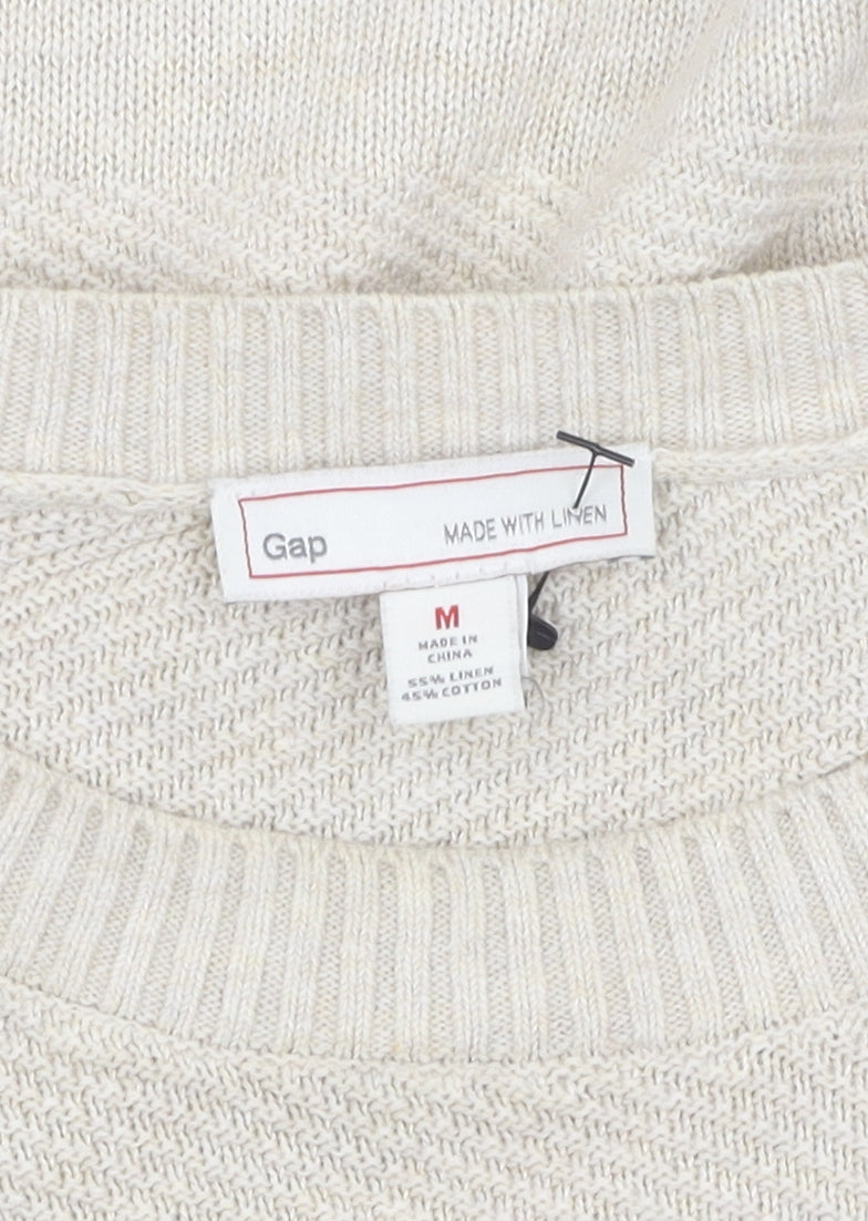 Gap Beige Linen Blend Unisex Jumper, Medium