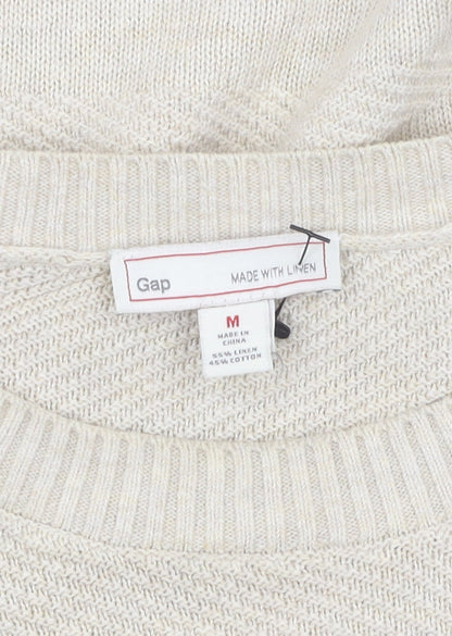 Gap Beige Linen Blend Unisex Jumper, Medium