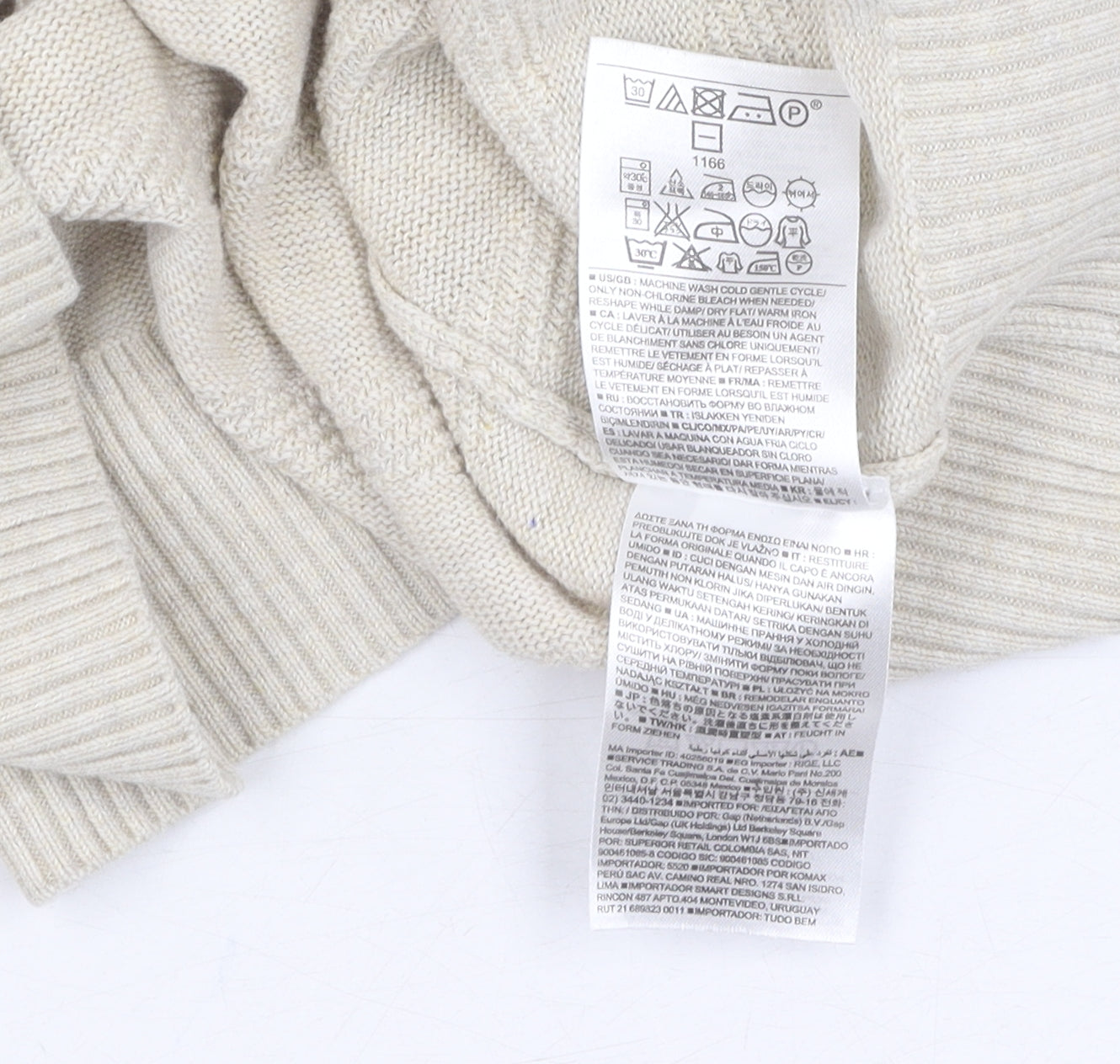 Gap Beige Linen Blend Unisex Jumper, Medium