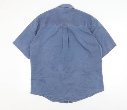 Land's End Unisex Blue Button-Up M Shirt