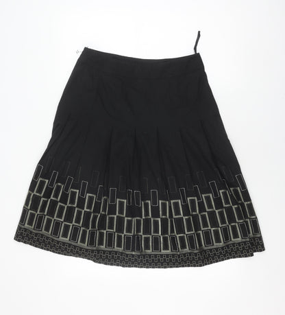 Coast Women's Black A-Line Embroidered Skirt Size 12