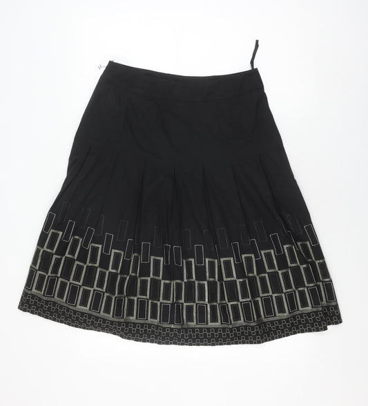 Coast Women's Black A-Line Embroidered Skirt Size 12