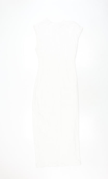 Zara Women's White Sheath Dress - M, Summer, Elegant