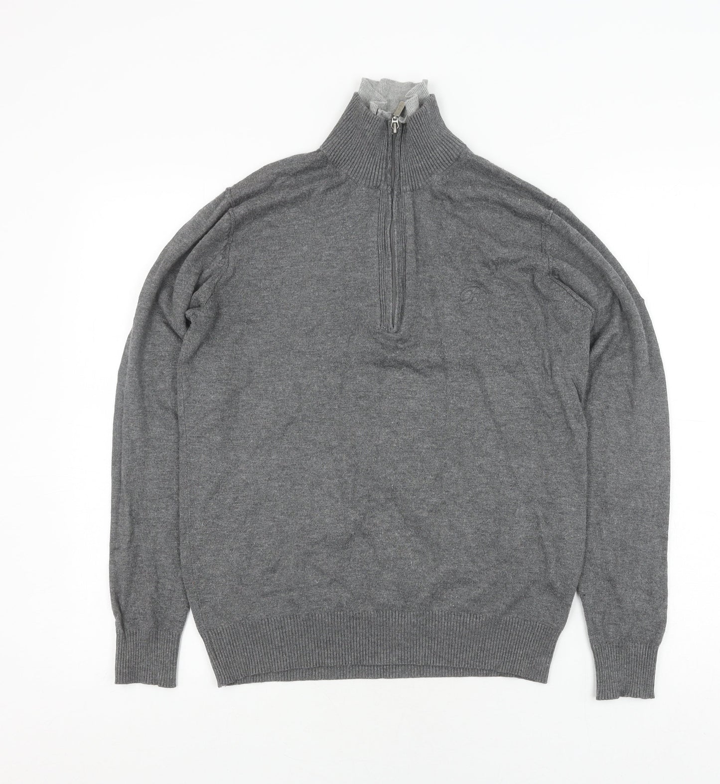 Bogart Grey Men's Full Zip Jumper L Viscose Knit