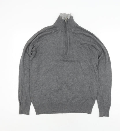 Bogart Grey Men's Full Zip Jumper L Viscose Knit