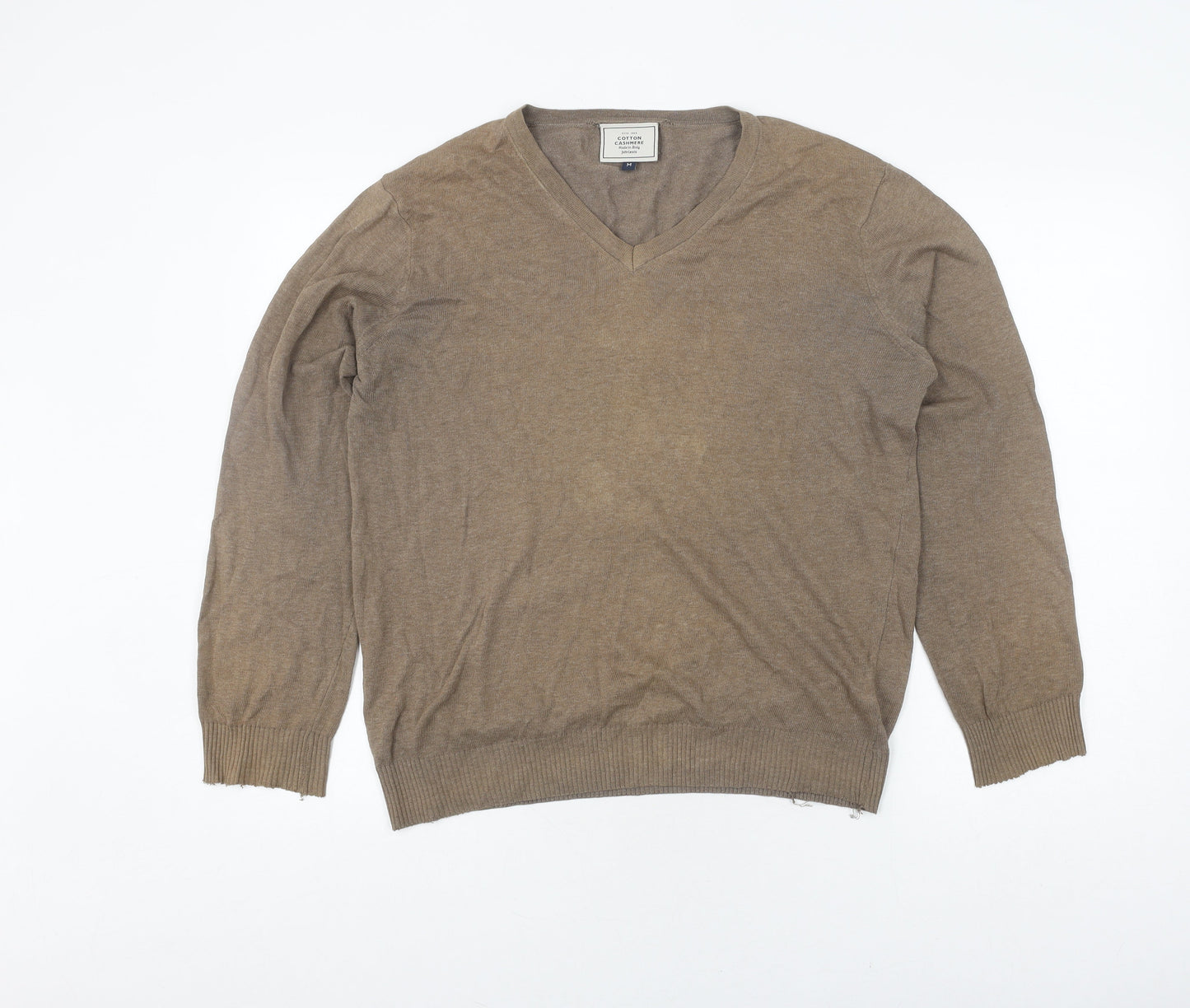 John Lewis Men's Beige Cotton Cashmere Pullover - M