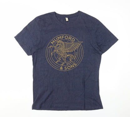 Salvage Men's Blue Graphic T-Shirt L Recycled