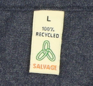 Salvage Men's Blue Graphic T-Shirt L Recycled