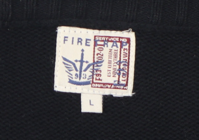 Firetrap Men's Black V-Neck Pullover Jumper L