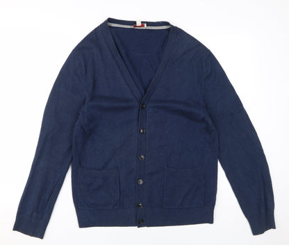 Gap Unisex Blue Medium Cotton V-Neck Cardigan