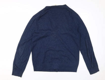 Gap Unisex Blue Medium Cotton V-Neck Cardigan