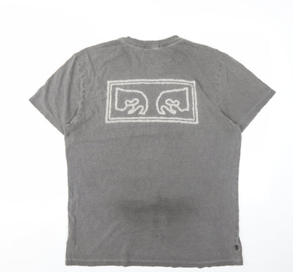 Obey Men's Grey Art Graphic T-Shirt M Regular Fit