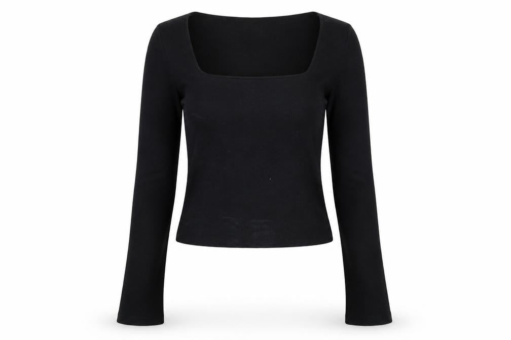 Collusion Women's Black Cropped Long Sleeve T-Shirt