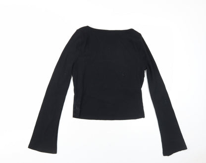 Collusion Women's Black Cropped Long Sleeve T-Shirt