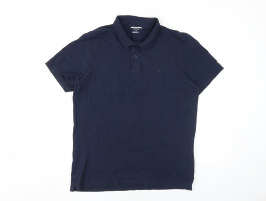 Jack & Jones Men's Blue Polo Shirt, Size S, Short Sleeve