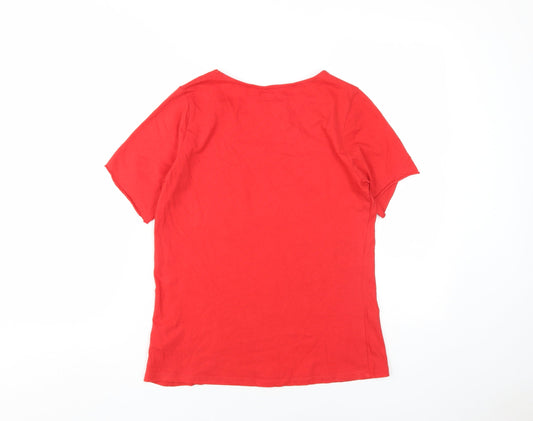AVON Women's Red T-Shirt, Christmas Graphic, Size S