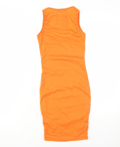 PRETTYLITTLETHING Women's Orange Bodycon Dress Size 6