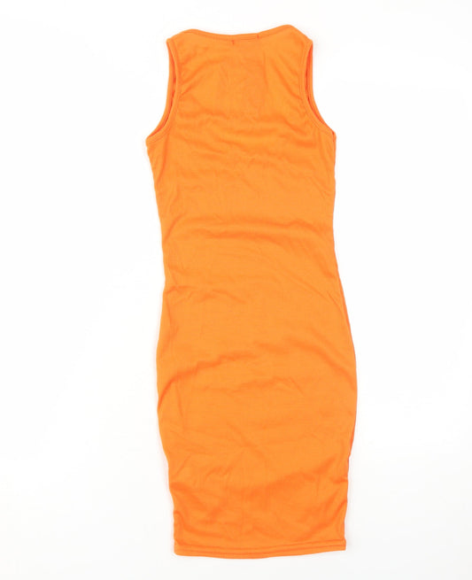 PRETTYLITTLETHING Women's Orange Bodycon Dress Size 6