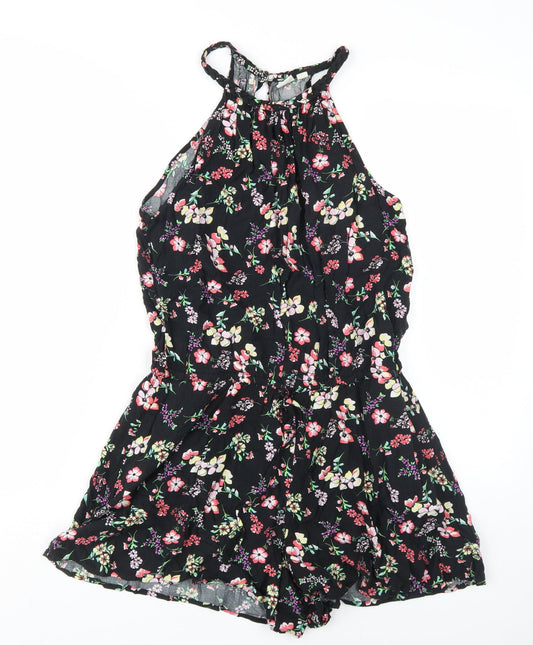 GAP Women's Black Floral Romper, M, Casual