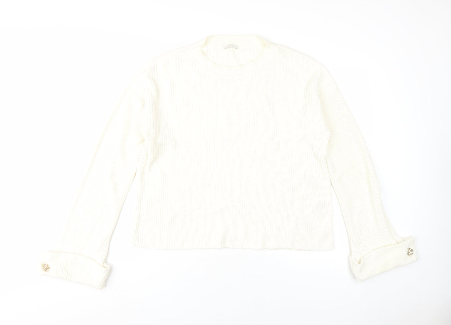 Riani Women's White High Neck Cotton Jumper, Size 12
