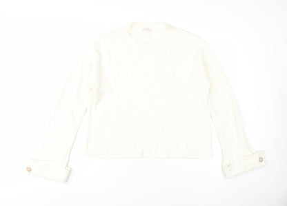 Riani Women's White High Neck Cotton Jumper, Size 12