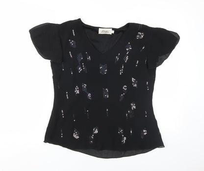 Clothes Contact Women's Black Sequin Blouse, Size 12