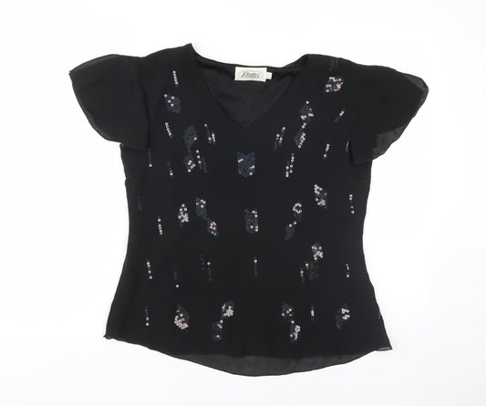 Clothes Contact Women's Black Sequin Blouse, Size 12